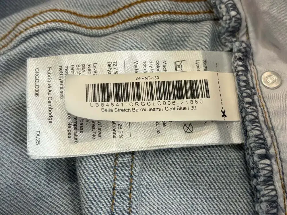 Quince Women’s Bella Stretch Barrel Jeans Cool Blue Size 30